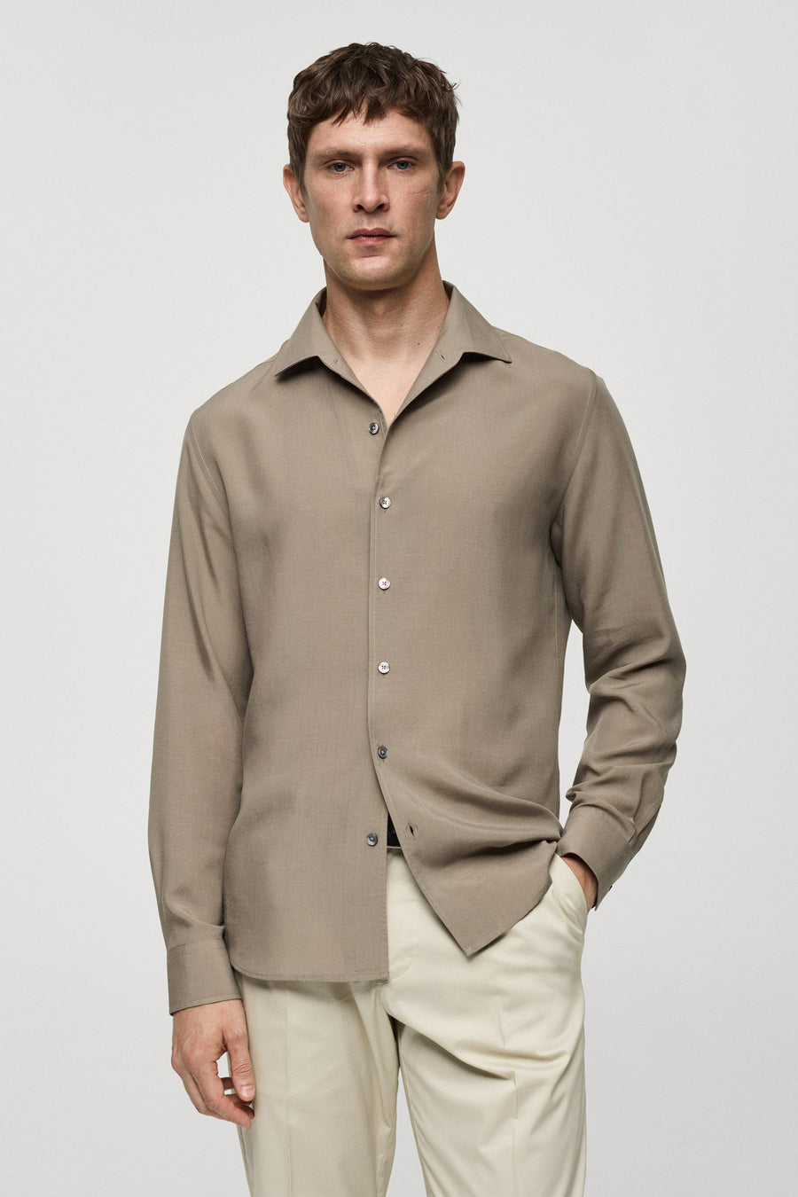 Chemise à manches longues - brun - MANGO