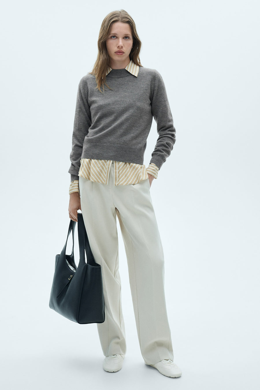 Pull à col rond - Gris - MANGO