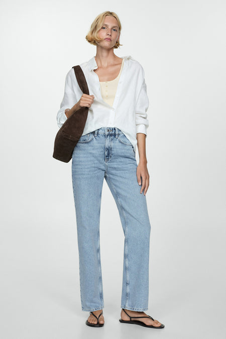 Jeans straight Light blue denim - Mango