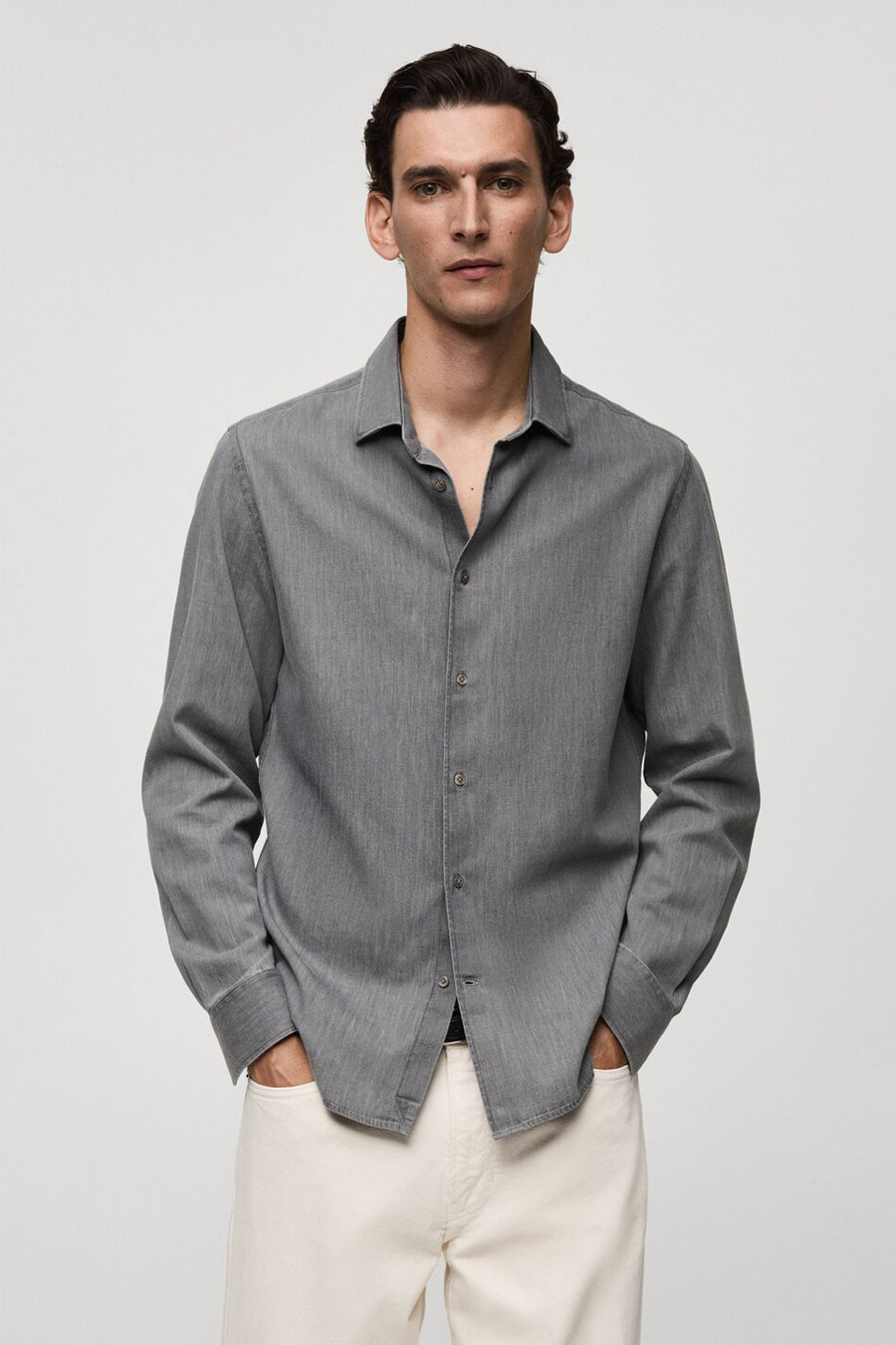 Chemise en jean - Gris - MANGO