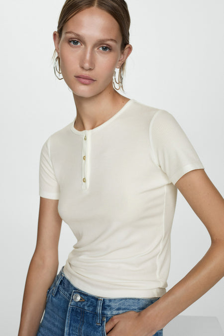 Top uni manche courte Blanc - Mango