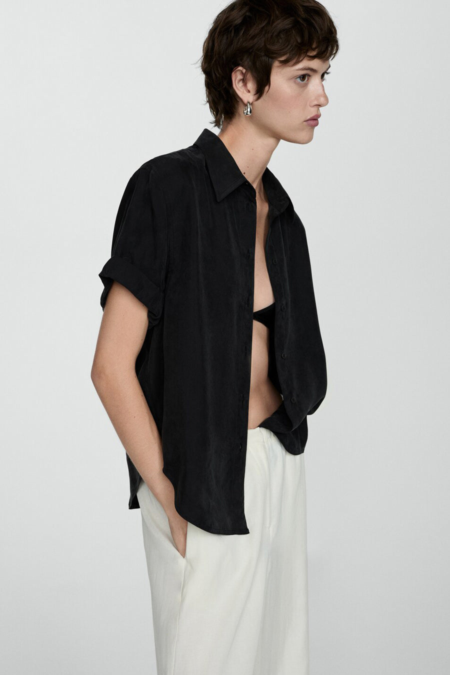 Blouse à manches courtes - noir