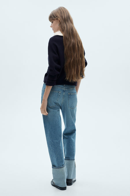 Pull col roulé Bleu - Mango