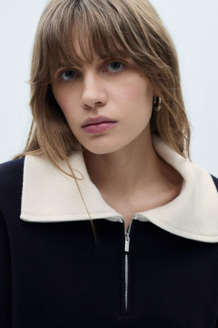 Pull col roulé Bleu - Mango