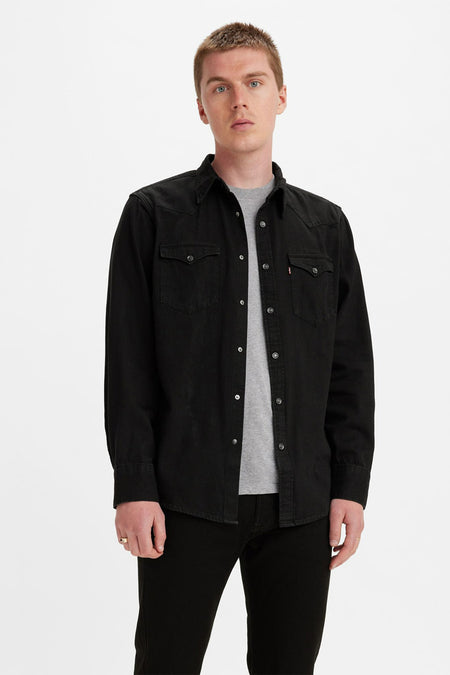 Chemise &agrave; manches longues - noir