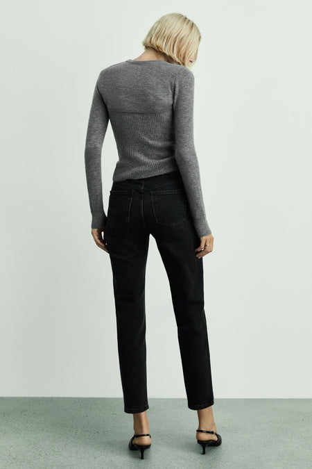 Mom Jeans Dark grey denim - MANGO