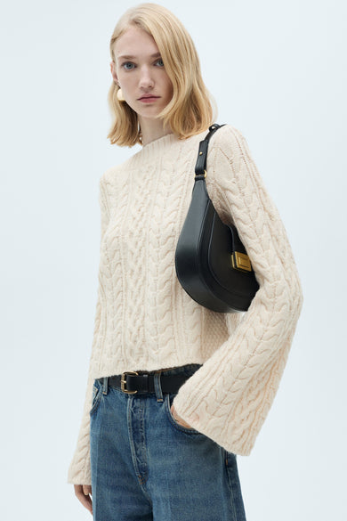 Pull à col rond - blanc