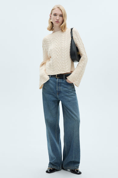 Pull à col rond - blanc