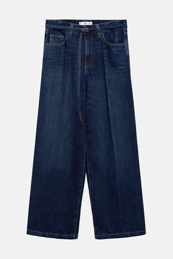 Jeans wide Dark blue denim - Mango