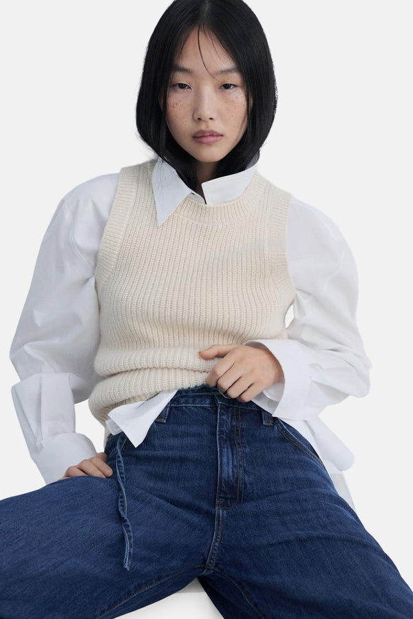 Jeans wide Dark blue denim - Mango
