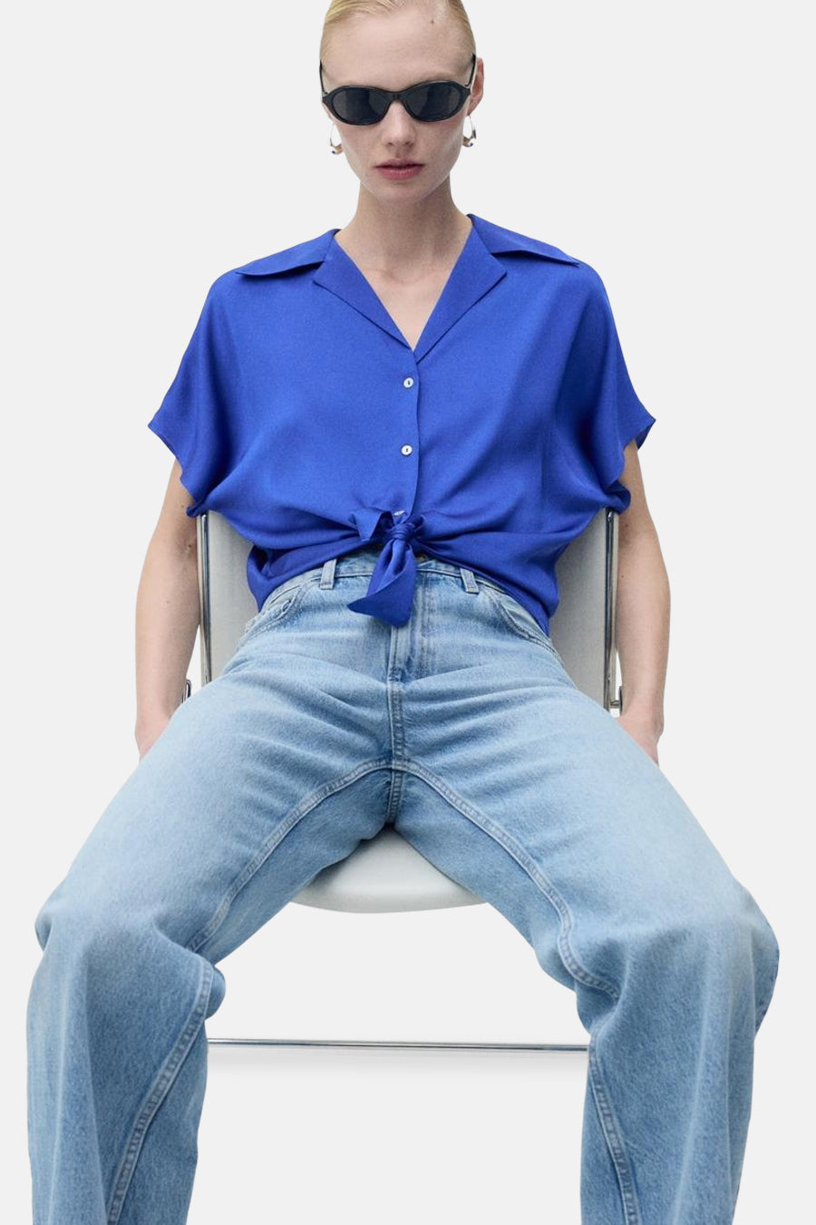 Chemise à manches courtes - bleu - MANGO