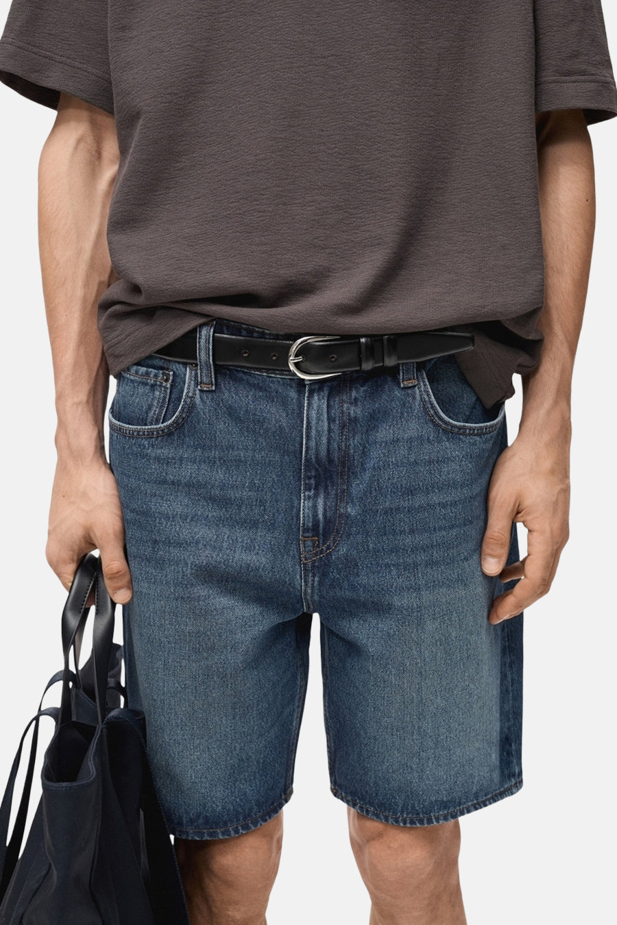 Short - dark blue denim - MANGO