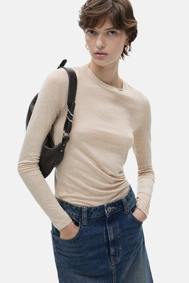 Top uni manche longue Brun - Mango