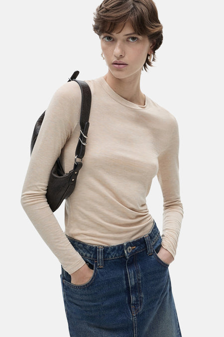 Top uni manche longue Brun - Mango
