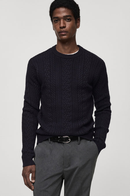 Pull à col rond - bleu