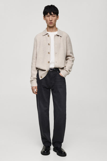 Jeans straight dark grey denim - MANGO