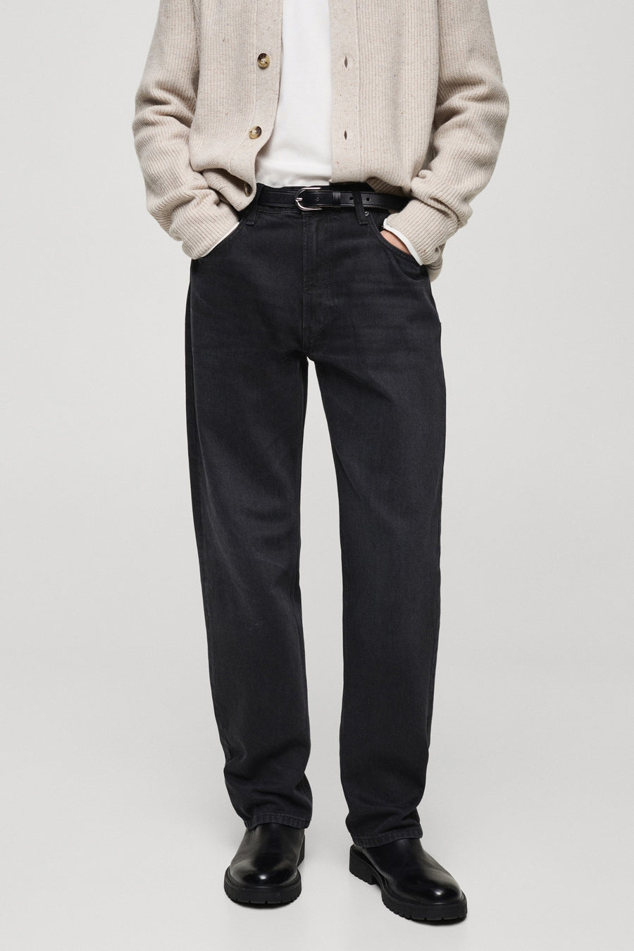 Jeans straight dark grey denim - MANGO - MANGO