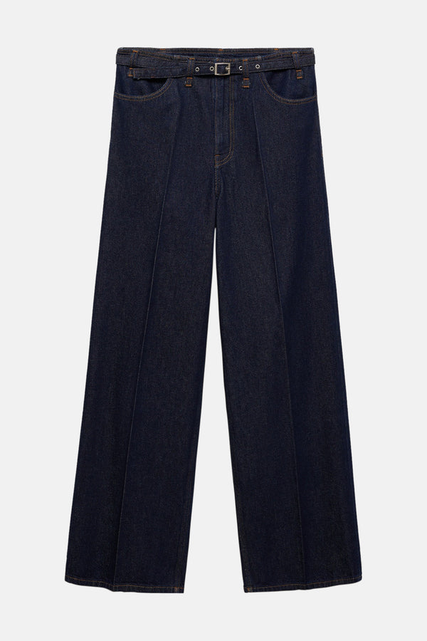 Jeans wide Dark blue denim - Mango