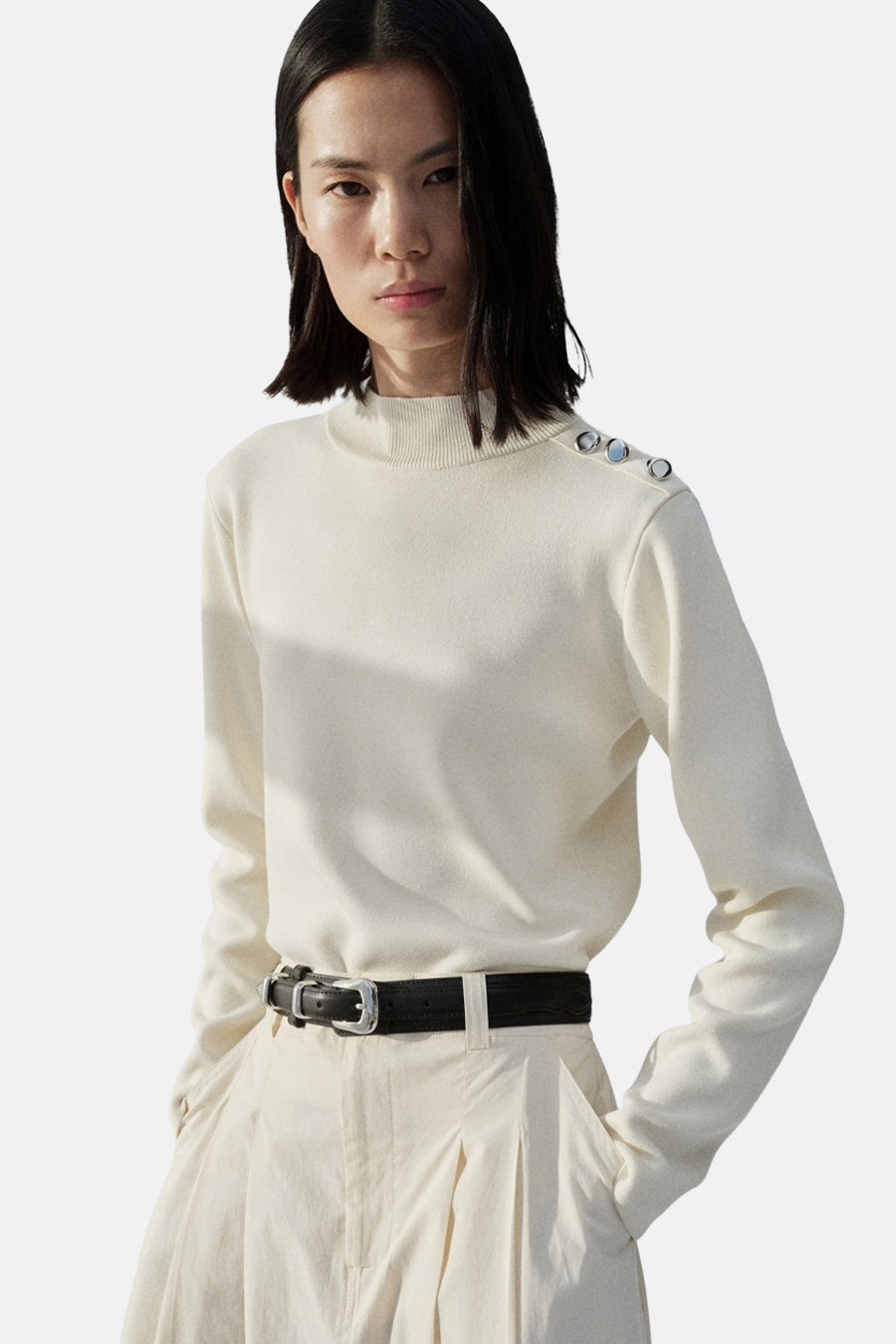 Pull à col rond - Écru - MANGO