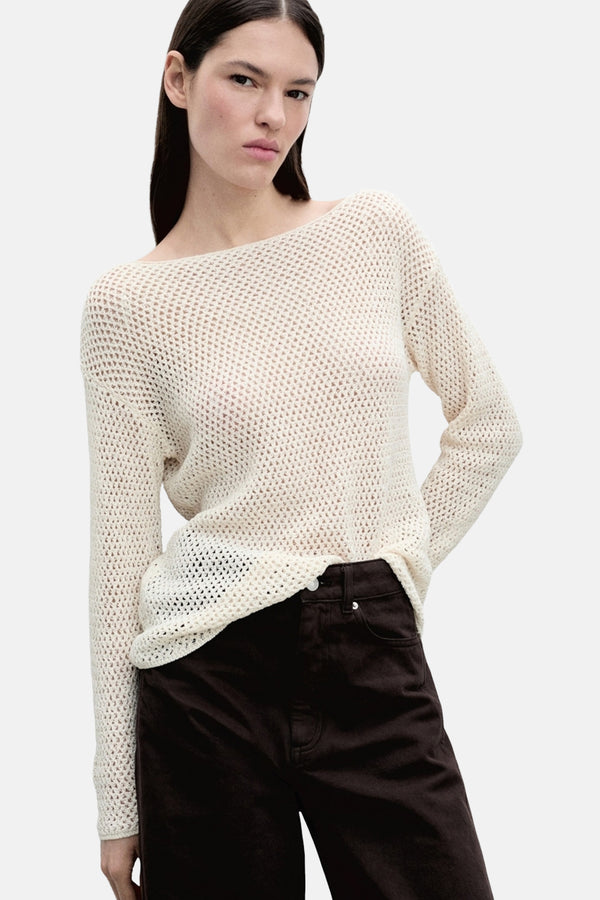 Pull col O Écru - Mango