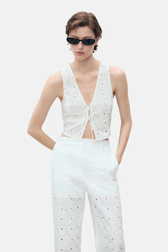 Pantalon - blanc - MANGO