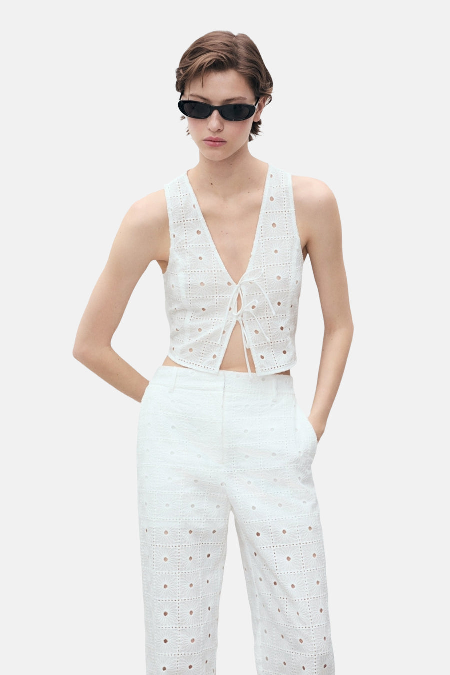 Pantalon - blanc - MANGO