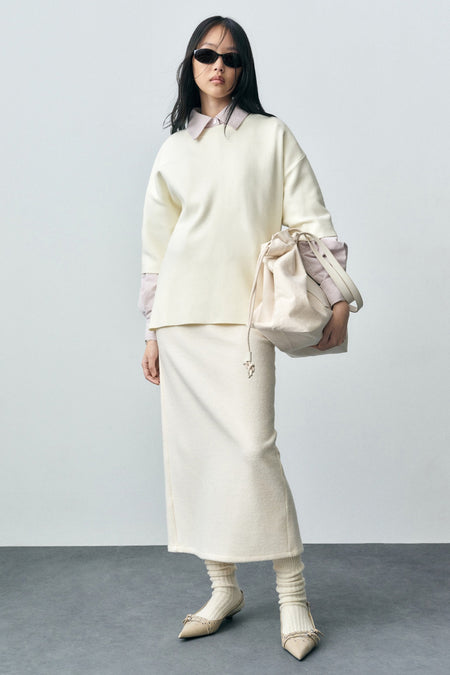 Pull à col rond - Écru