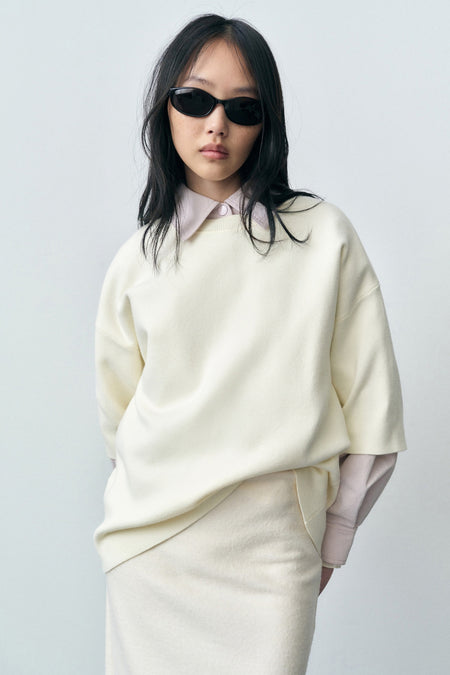 Pull à col rond - Écru