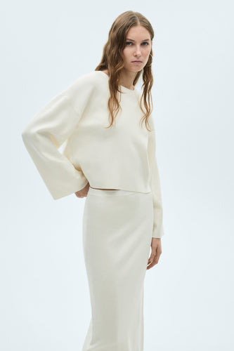 Pull à col rond - blanc - MANGO