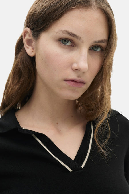 Pull à col en V - Noir
