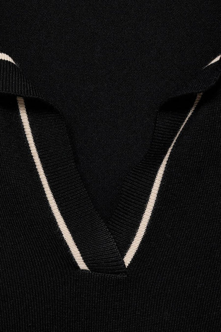 Pull à col en V - Noir