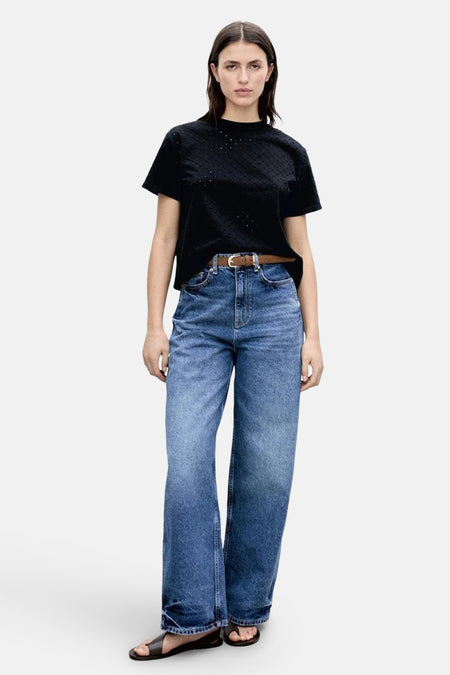 Top uni manche courte Noir - MANGO