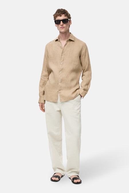 Chemise à manches longues - Beige