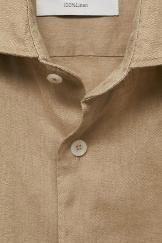 Chemise à manches longues - Beige - MANGO