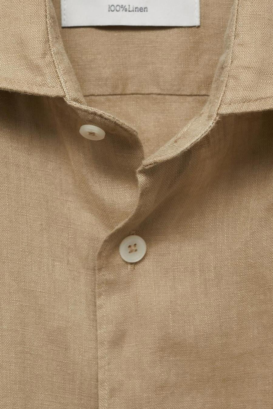 Chemise à manches longues - Beige - MANGO