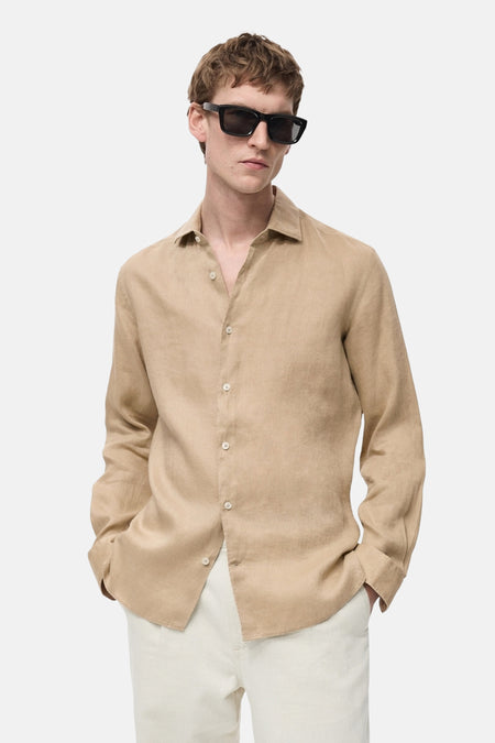 Chemise à manches longues - Beige