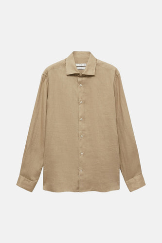 Chemise à manches longues - Beige - MANGO