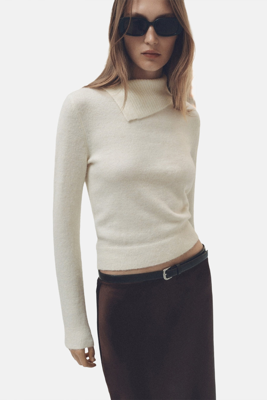 Pull à col roulé - Écru - MANGO