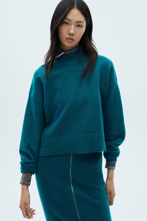 Pull à col rond - Turquoise