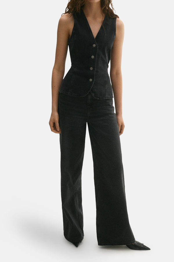 Jeans wide Noir - Mango