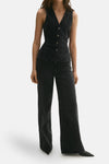 Jeans wide Black denim - MANGO