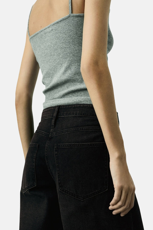 Jeans wide Dark grey denim - Mango