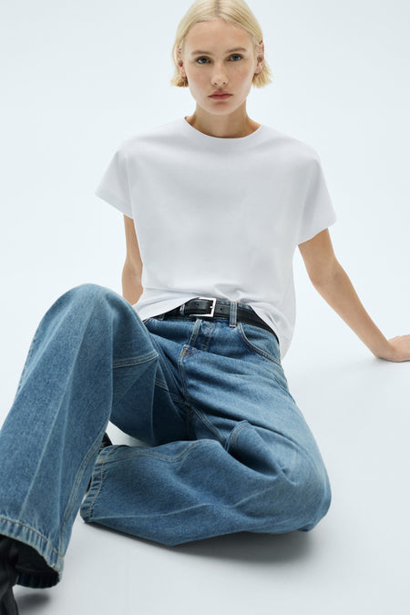 Top uni manche courte Blanc - MANGO