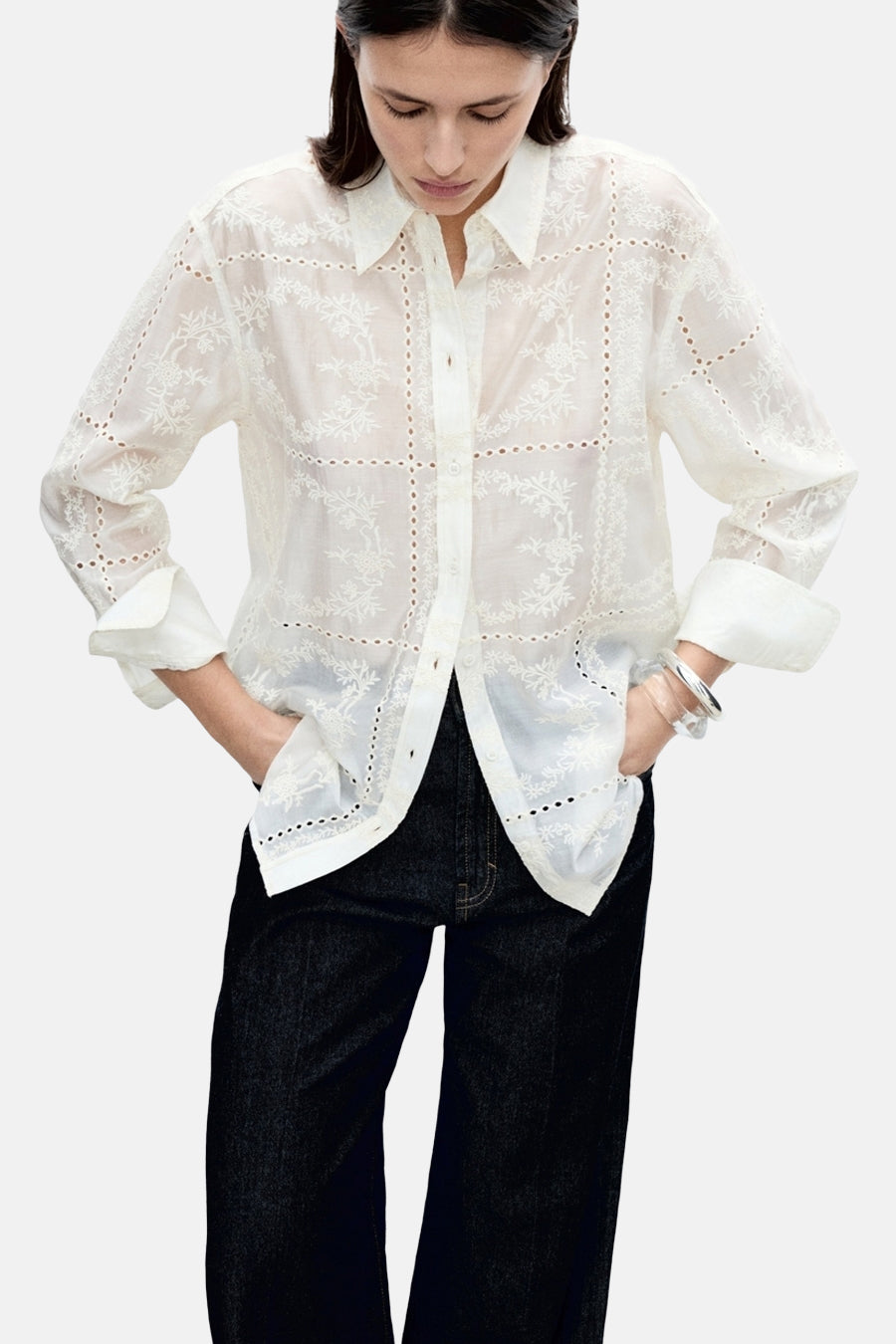 Chemise à manches longues - écru - MANGO