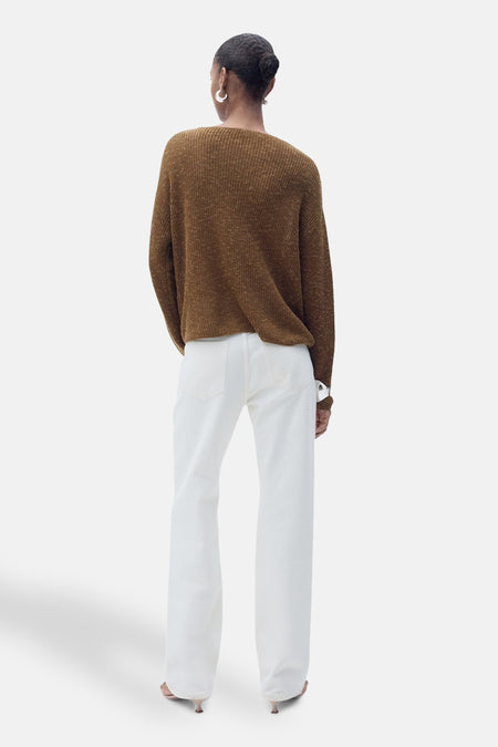 Pull à col en V - brun