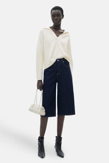 Pull à col en V - blanc