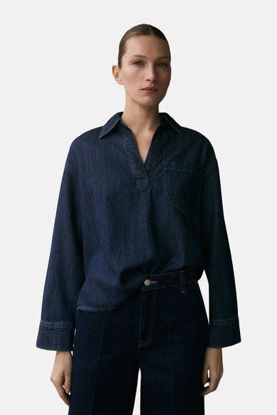Blouse à manches longues - Dark blue denim