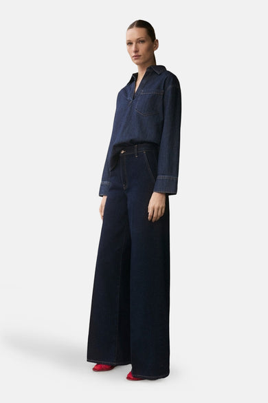 Blouse à manches longues - Dark blue denim