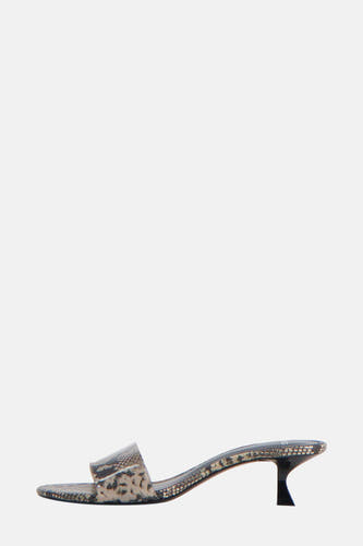 Sandales beige MANGO avec imprimé serpent et une élégante, petite talon.