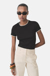 Top uni manche courte Noir - Mango